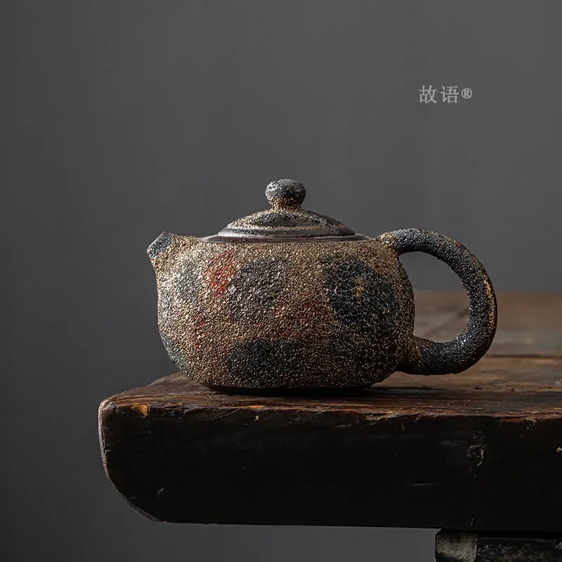 Chinese Multicolor Ice Smoke Pot Handmade Firewood Iron Tire Teapot for Home Tea Drinking and Gift Giving High-end Retro Style