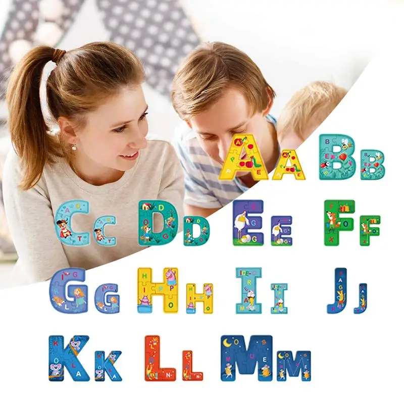 Kinder-Puzzles, Spielzeug, Kinder-Alphabet-Puzzles, Lernspielzeug, Cartoon-Erkennungsspiel, 3–6 Jahre, Vorschulkinder, Spaß für Jungen und Mädchen, Klassenzimmer