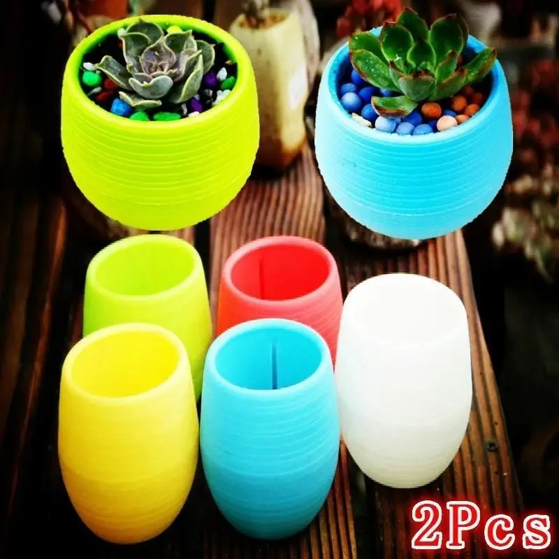 2 Pcs Stone Pot Reticulate Grass Pots Fleshy Plant Desktop Flower Pot Mini Flower Pot Plant Pots Random Color