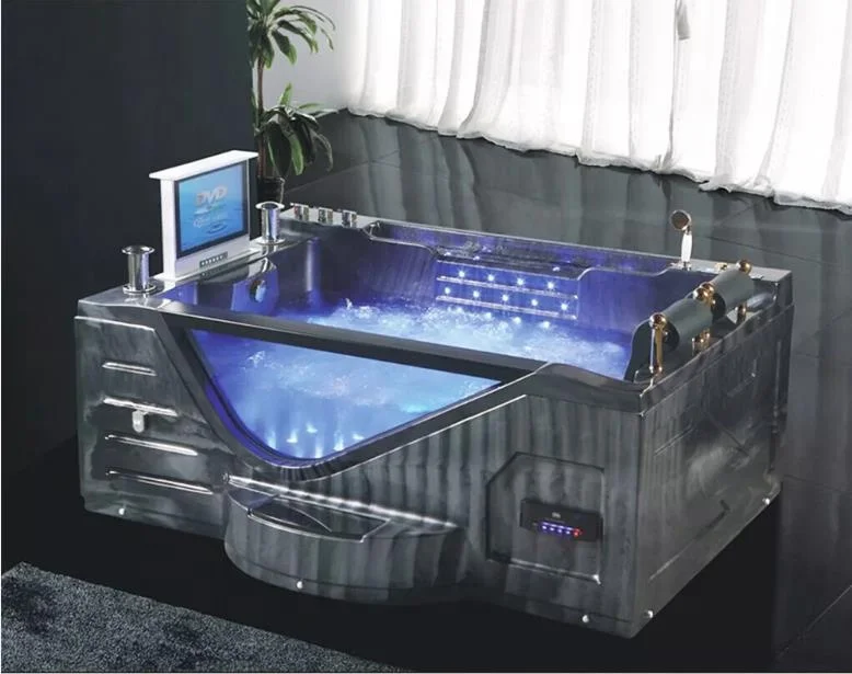 factory cheap price Acrylic Freestanding whirlpool massage bath bathtubs with TV for two person hot tub spa