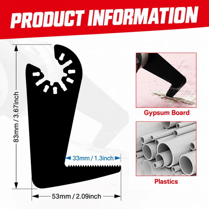 Single-Sided Oscillating Multi-Tool Saw Blade, Curved Hook Special-Shaped Swing Blade for Wall Cutting, Power Tool