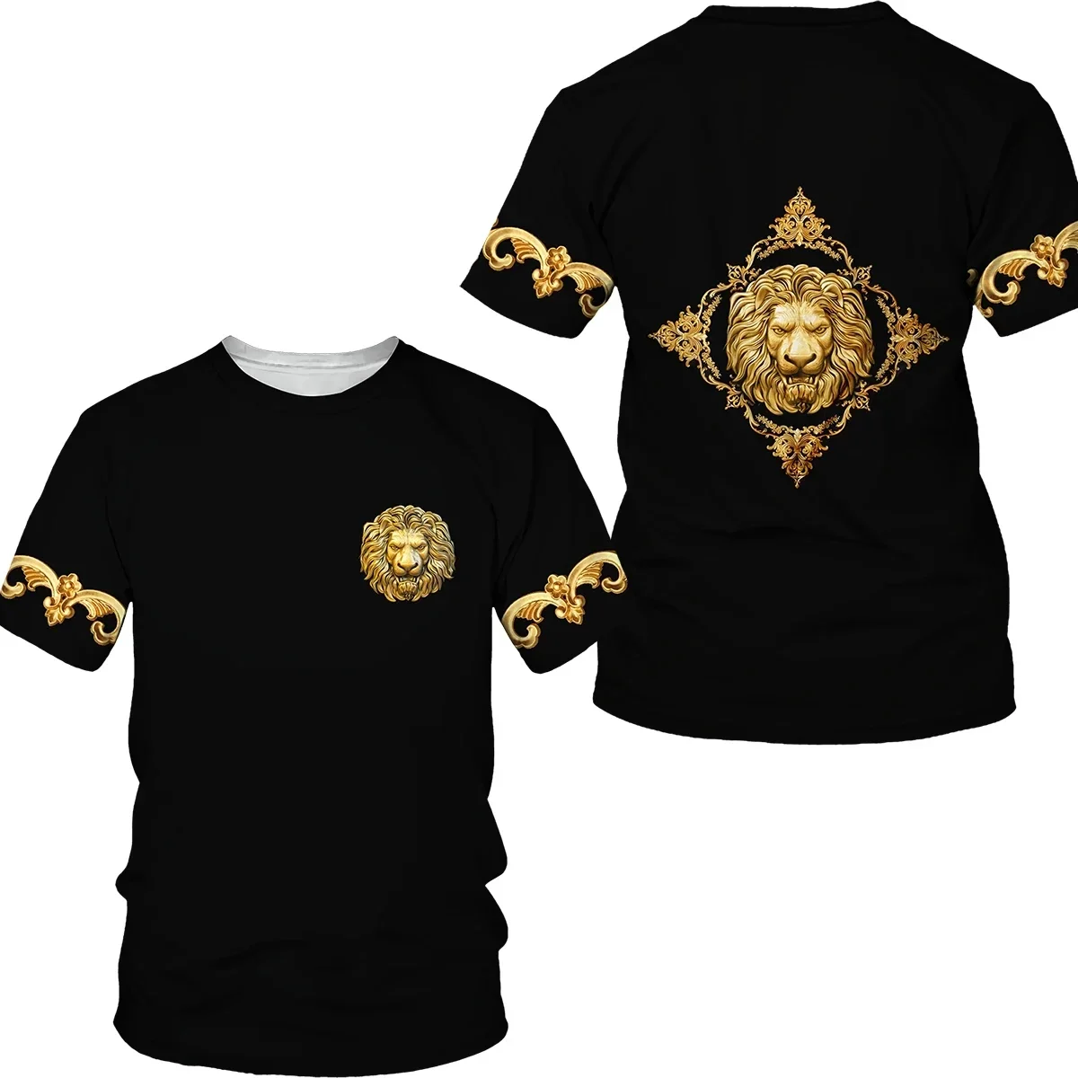 Summer Men's T-Shirts Luxury Baroque 3D Graph Print Short Sleeve Tshirt Tops Y2k Unisex Retro Casual O-Neck New Streetwear Tees - Image 3