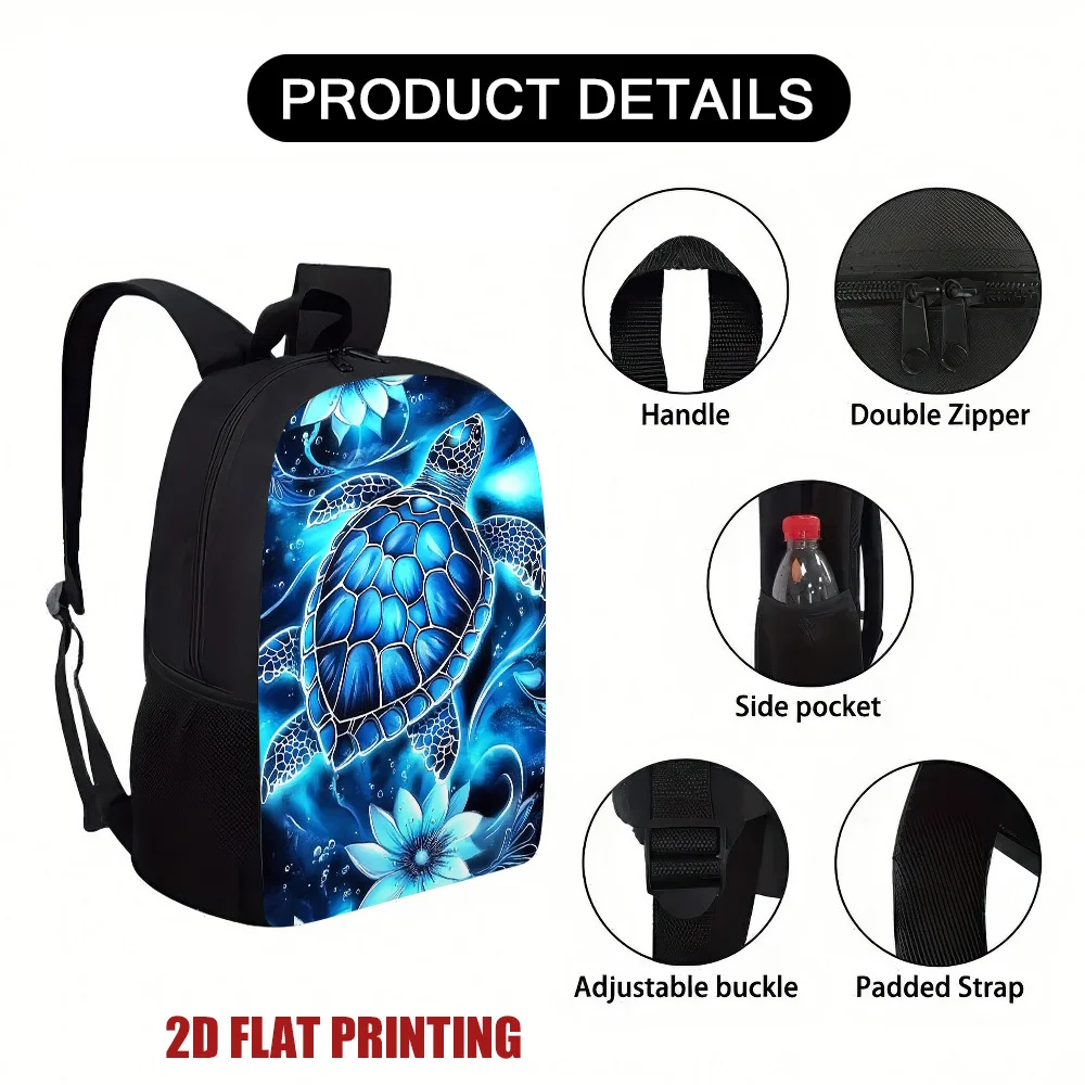 1 sac à dos tortue marine et fleur |   Léger et élégant, idéal pour les étudiants et les adolescents, fermeture éclair, lavage à la main.