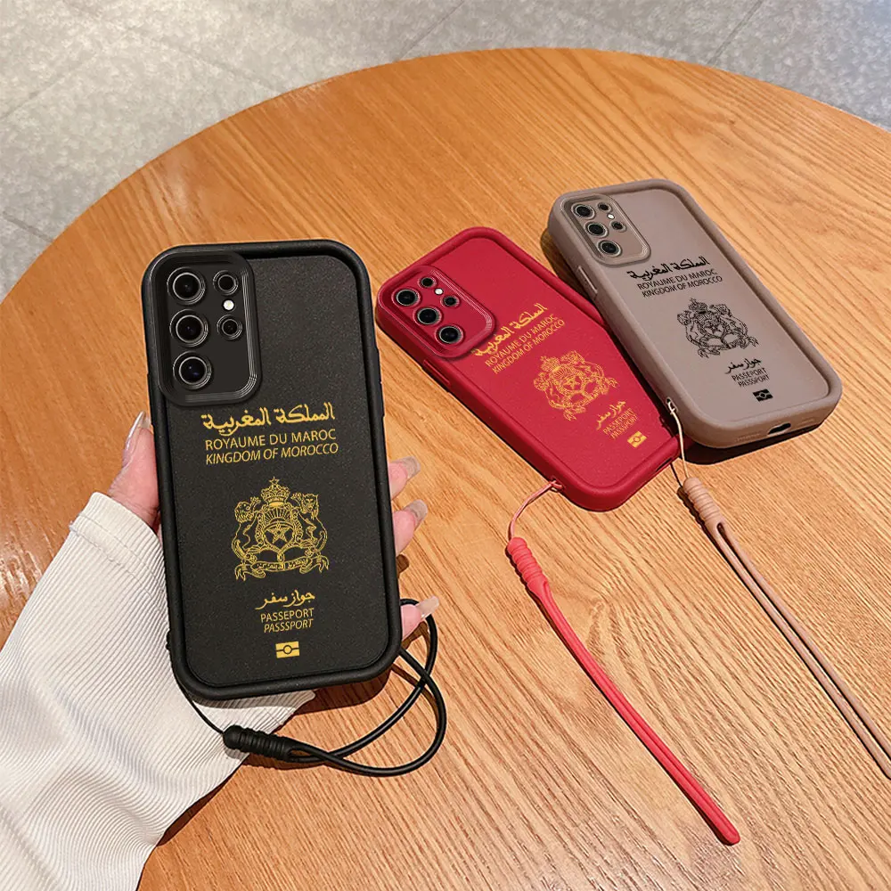 Morocco Passport Phone Case For Xiaomi Redmi 9A 9C 10 10C 12 12C K30 K40 K50 Note 10 11 12 13 Pro 5G Cover With Hand Strap