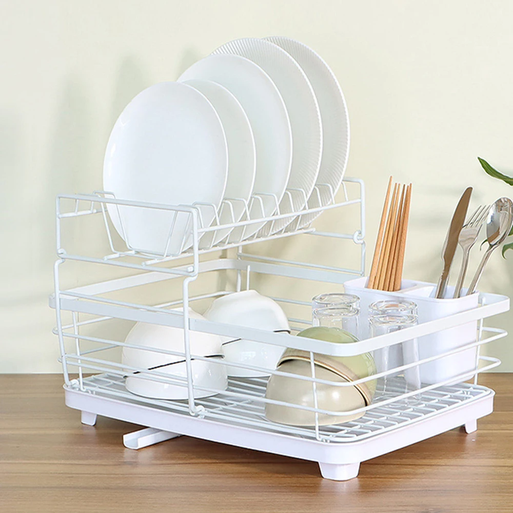 

Bowl Cup Plate Kitchen Dish Rack Drainer Tray with Sink Drainer Space Saving Dish Rack Drying Stand for Cabinet Countertop