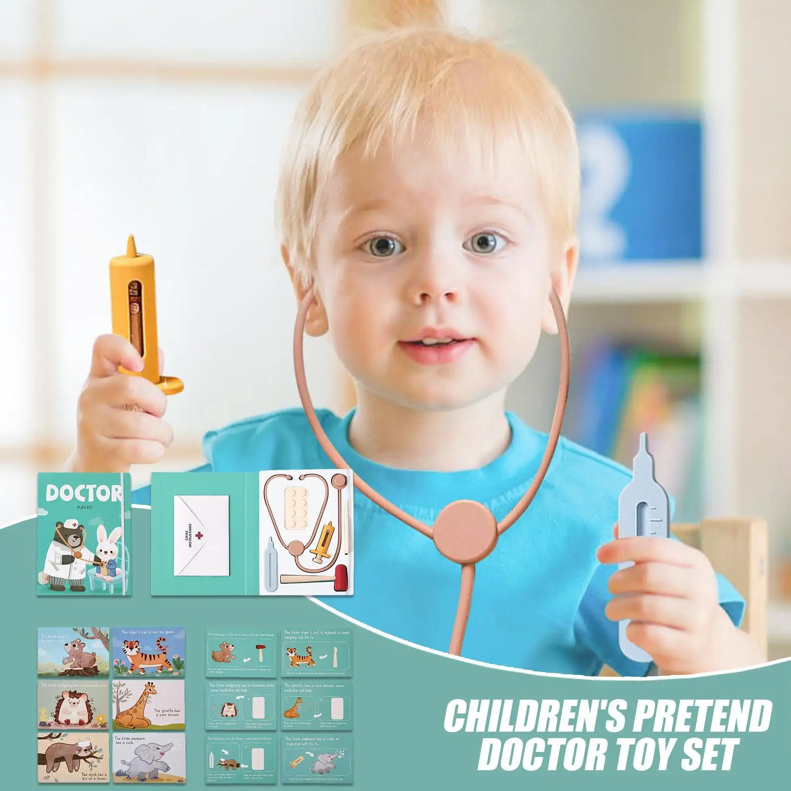 Play Doctor Kit เด็กวัยหัดเดิน Doctor ชุดของเล่นจําลองอุปกรณ์โรงพยาบาลเครื่องแต่งกายอุปกรณ์เสริมสําหรับ Little Boys Girls ห้องเรียนเด็ก