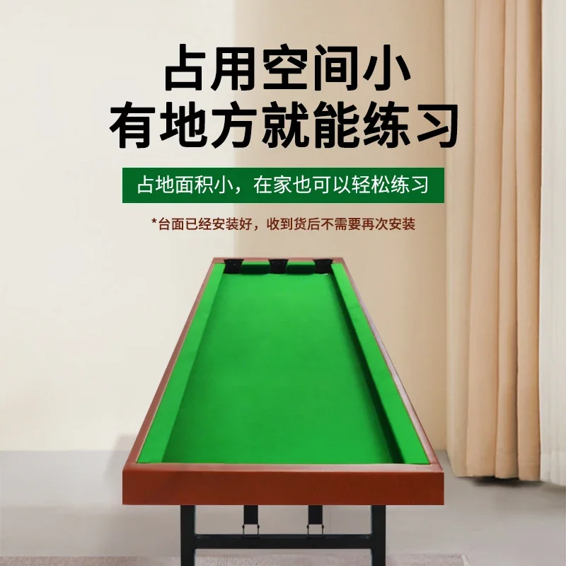 High-end five-point billiard training table, leather library with adhesive strip, foldable iron leg bracket to play