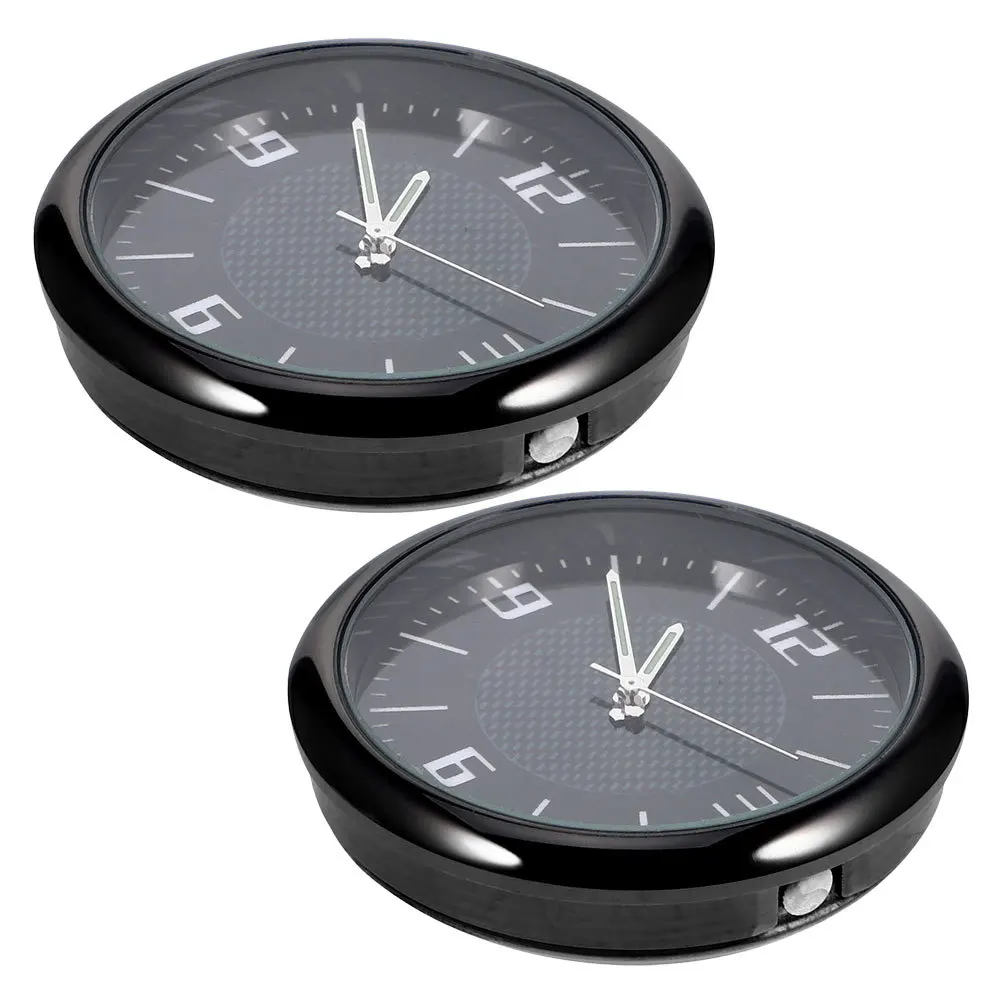 

2pcs Car Dashboard Electronic Quartz Clock Stick On Waterproof Touch Activation Mini Digital Clock For Car Interior Black