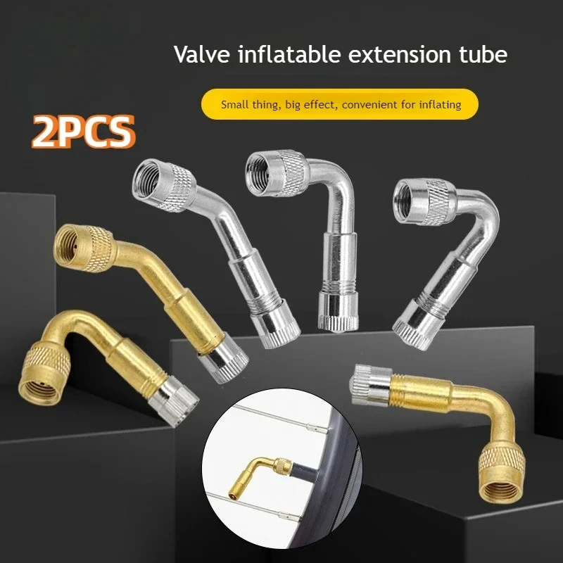 2Pcs 45/90/135 Degree Bent Tire Valve Extension Adapter Universal for Car Motorcycle Truck Bicycle Tube Valve