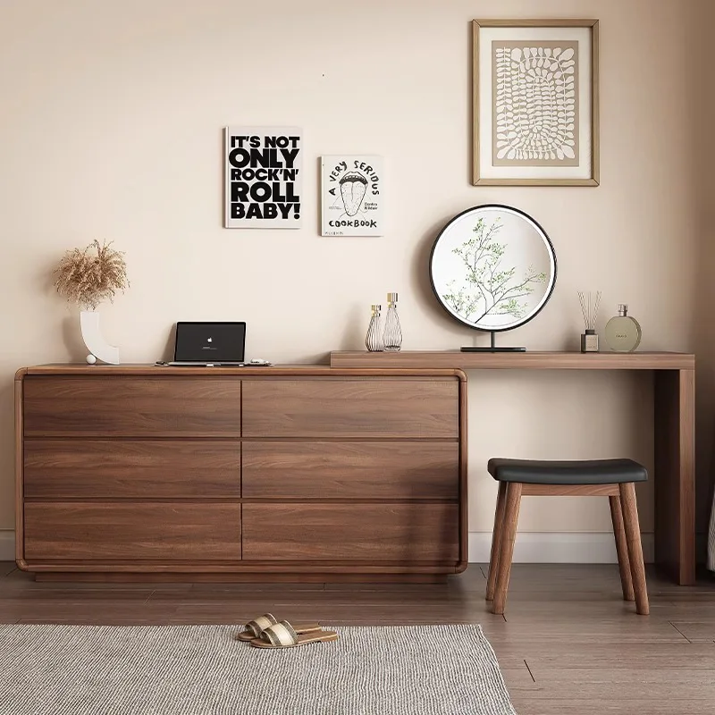 Solid wood dresser integrated bedroom modern simplicity high end storage cabinet makeup table corner writing desk