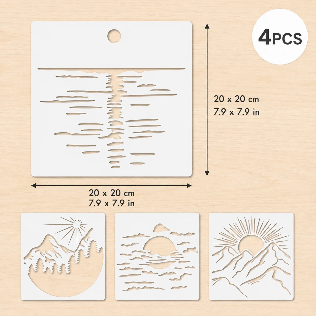 Sunset Mountain Landscape Stencils Set