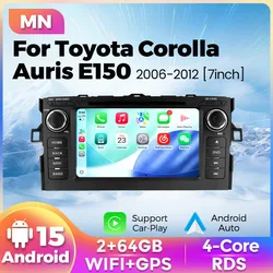 2Din Android 15 Car Radio RDS For Toyota Auris E150 Corolla 2006-2012 Multimedia Video Player GPS Navigation Carplay Auto Stereo