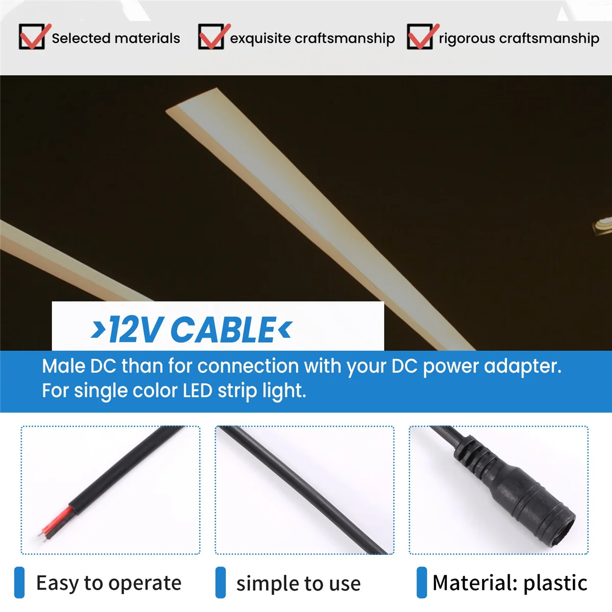SCLS 10pcs 12V DC Power Plug Female Jack Plug Connector Cable 5.5X2.1mm With Cord Cable 15CM for CCTV LED Strip Light