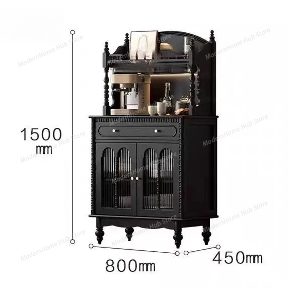 

French retro solid wood dining side cabinet, living room against the wall integrated wine cabinet, American medieval storage loc