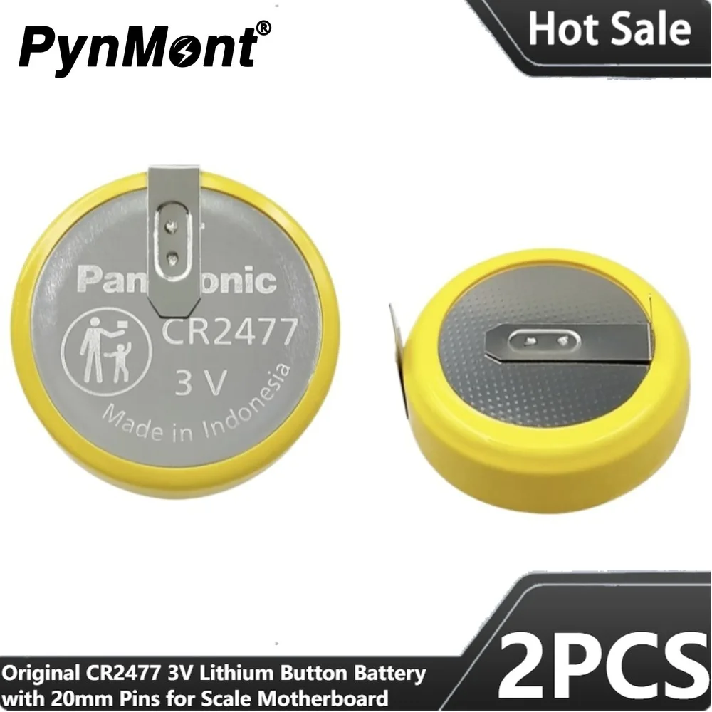 2PCS Original for Panasonic CR2477 3V Cell Lithium Button Battery with 20mm Pins for Scale Motherboard DL2477 ECR2477 KCR2477