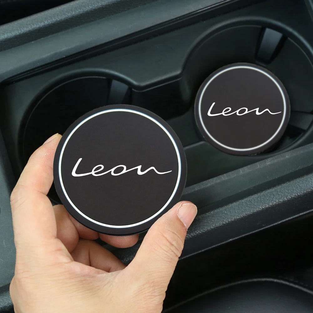 2Pcs Car Coaster Water Cup Bottle Holder Anti-slip Pad Mat Silica Gel Bottle Holder Pad For Seat LEON Car Accessorie