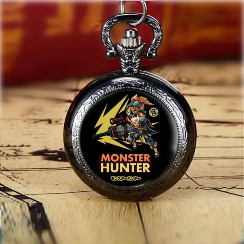 Monster Hunter Wilds Felyne Chatacabra ساعة جيب كرتونية للشباب شخصية إبداعية قلادة ساعة هدايا رائعة للعطلات #3