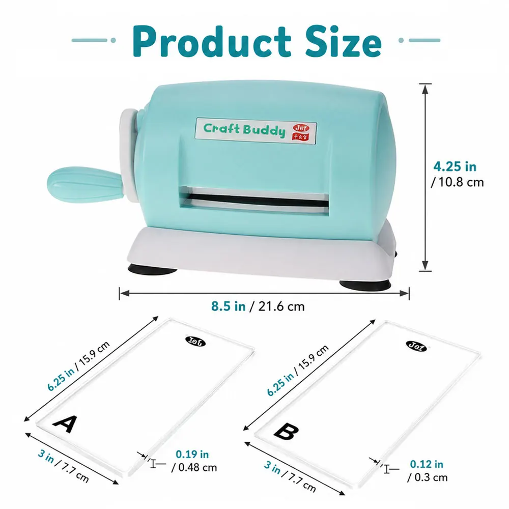 3-Inch Manual Die Cutting and Embossing Machine, ABS Craft Cutter with A/B Plates, Ergonomic Crank and Non-Slip Feet for DIY Use