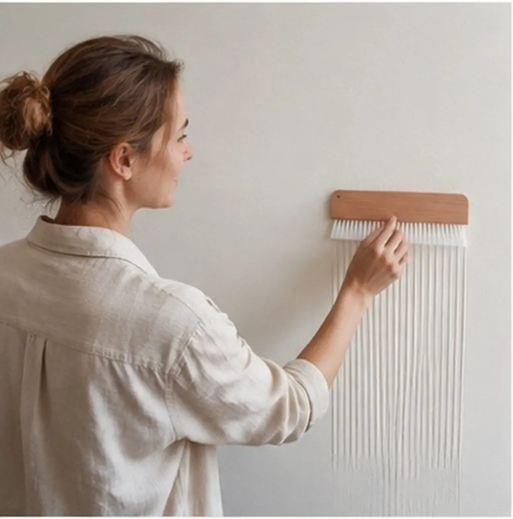 32Cm Texture Comb Brush with Fabric Grain Pattern - Professional Wall Texture Design Tool for Modern Room Makeover and DIY Art