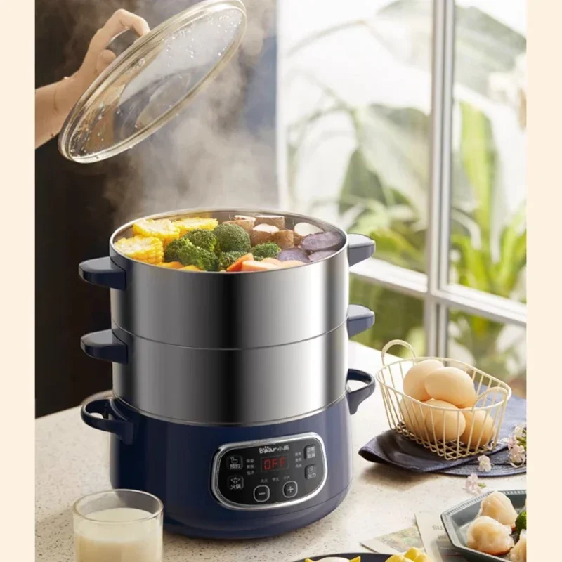 Electric Steamer Hot Pot Household Multi-Functional Cooking Integrated Intelligent Stainless Steel Cooking Pot Breakfast Machine