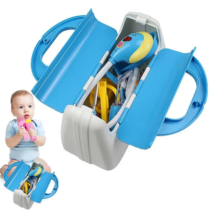 Simulated Medicals Shoulder Bag Sets Doctor Equipments Suitcase Children Play House Toys Birthday Gifts