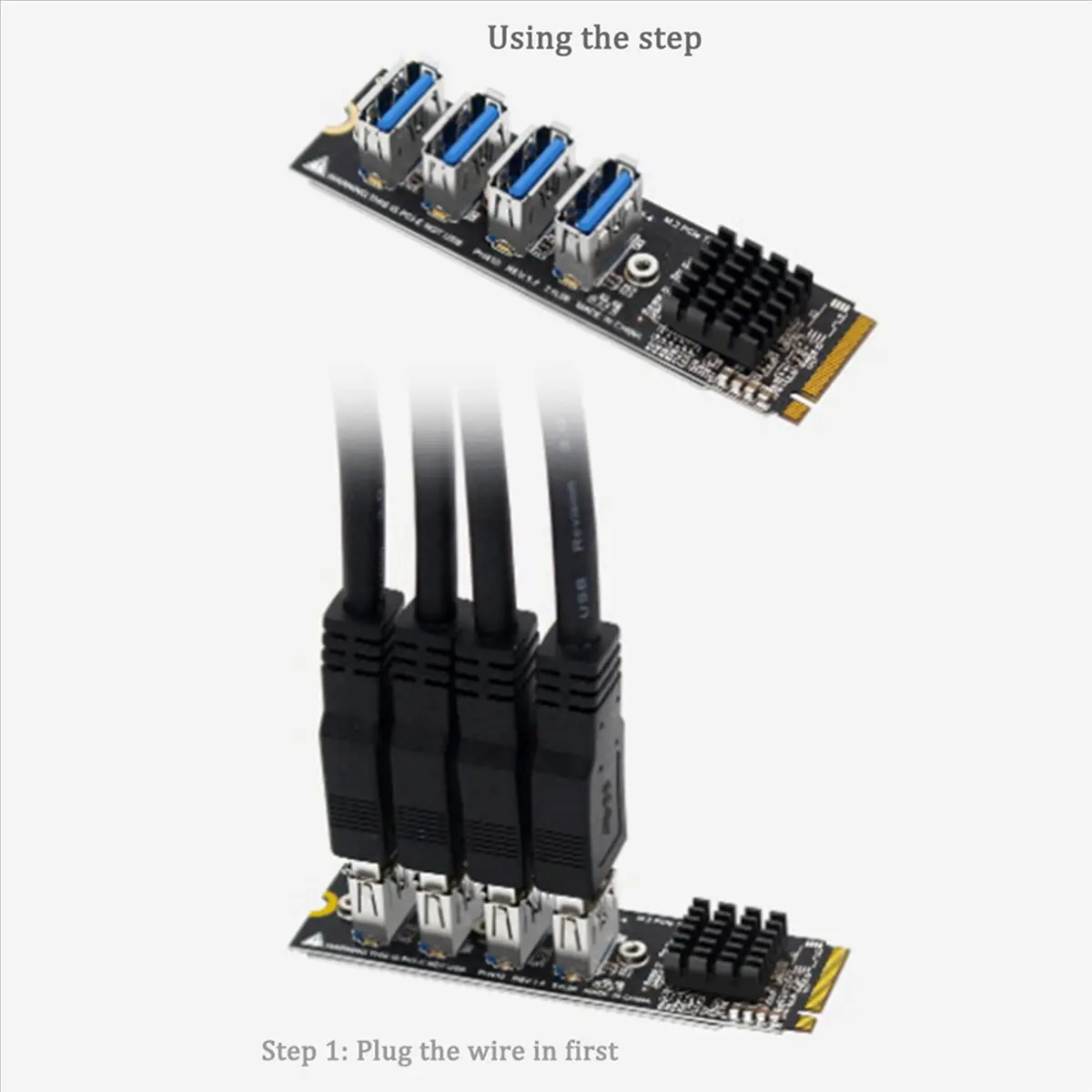 A75T 5X M.2 M-Key Pcie Expansion Cards M.2 to Pci-E X1 4 Port USB3.0 Graphics Card Expansion Adapter ASM1184E M.2 Adapter