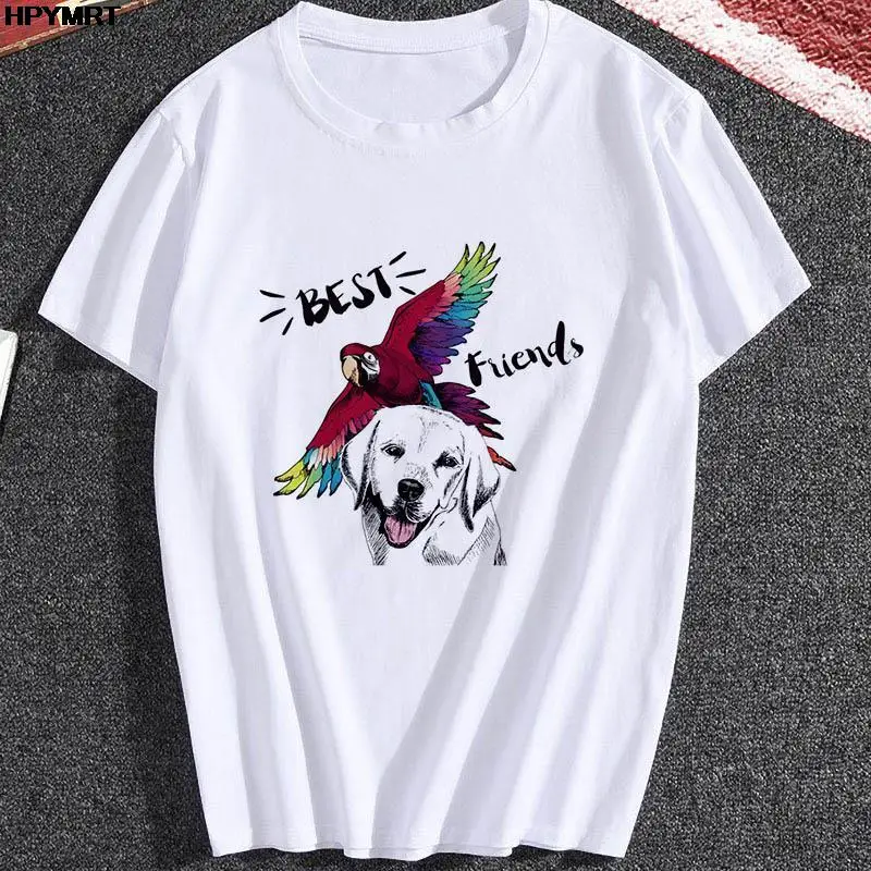 Women T shirt Graphics Parrot and dog Animal Print Fashion Short Sleeve Summer Harajuku T-shirt Female Clothes Tops Tees Tshirts