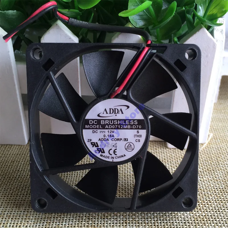 

ADDA AD0712MB-D70 DC12V 0.18A 2.16W 7cm 7015 2-wire power fan 3500rpm 29.23CFM air blower