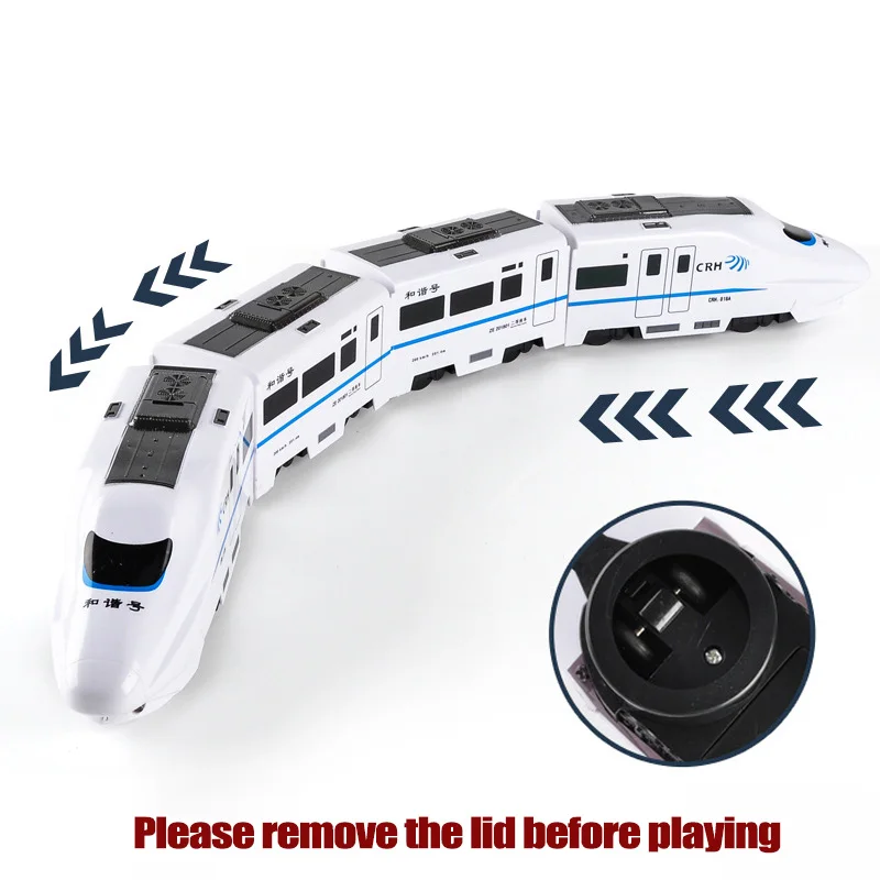 Harmony Railcar Simulation High-speed Railway Train Toys 3D Electric Bullet Train with Light Model Building Toy GIft Car for Kid