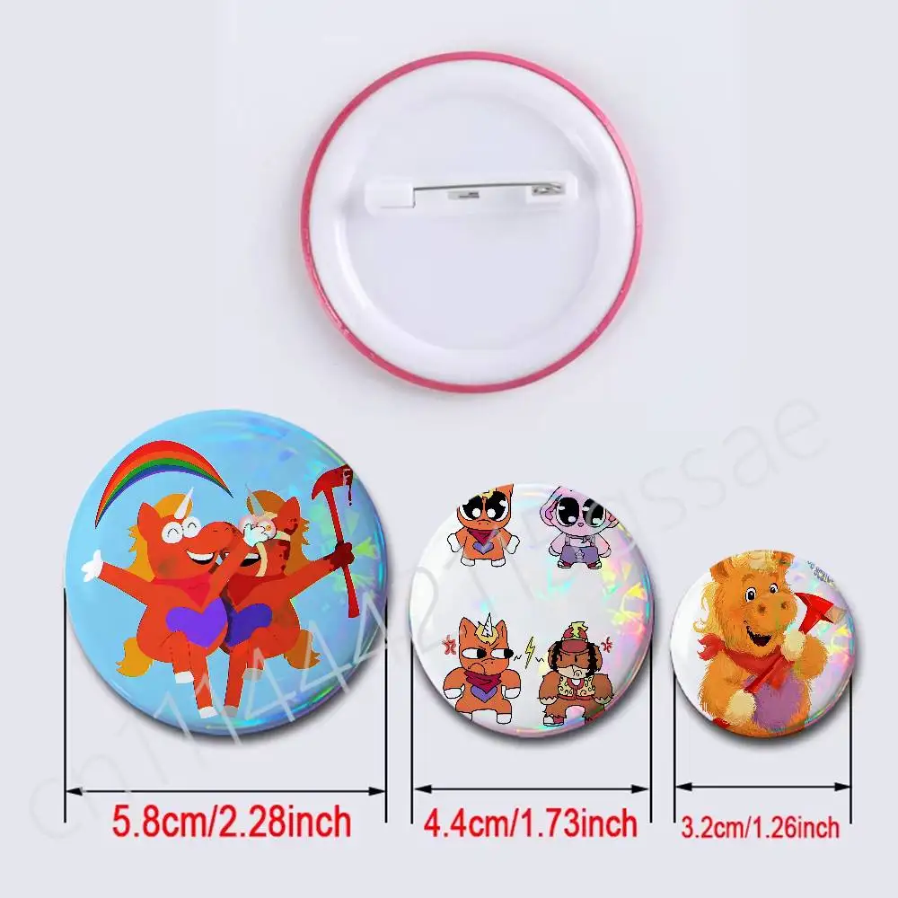 FOR Buddy the Unicorn Round Exquisite Laser Badge Brooches Creative Pins For Clothes Hat Backpack Gift Accessories