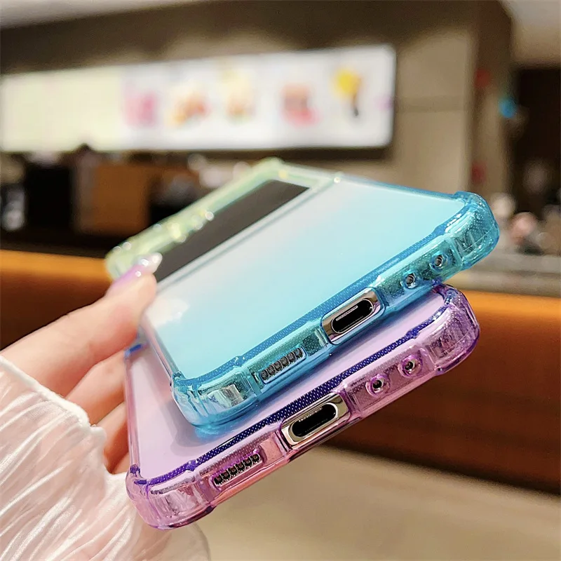 Fresh Color halo dyeing Color Gradient Phone Case for Samsung Galaxy Z Flip 5 Hard PC Back Cover for Z Flip 5 Case Shell