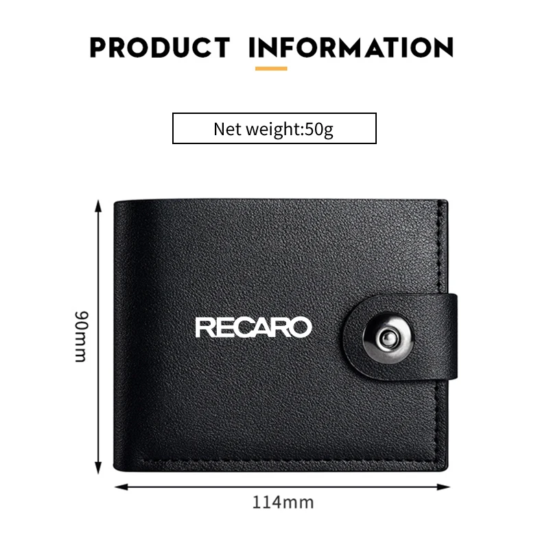 Fashion Car Logo Wallet Leather With Buckle Card Holder For RECARO Racing Business Men Short Coin Purse Gift for Dad Son Husband