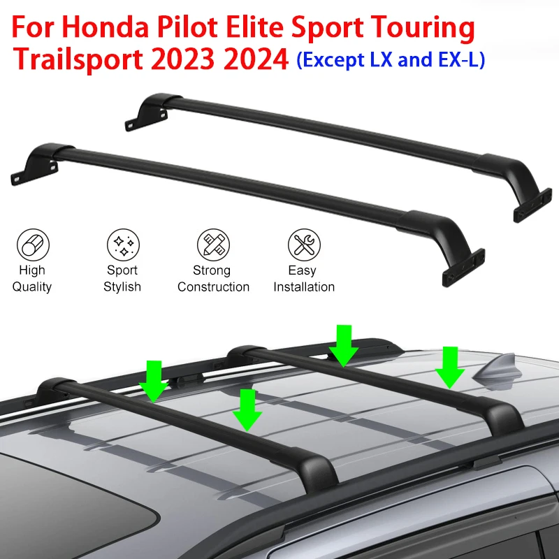 

Black Car Roof Rack Cross Bars for Honda Pilot Elite Sport Touring Trailsport 2023 2024 (Except LX and EX-L)