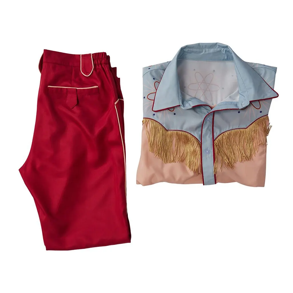 마티 코스프레 의상 미래로 돌아 가기 카우보이 긴 셔츠 바지 할로윈 카니발 파티 의상