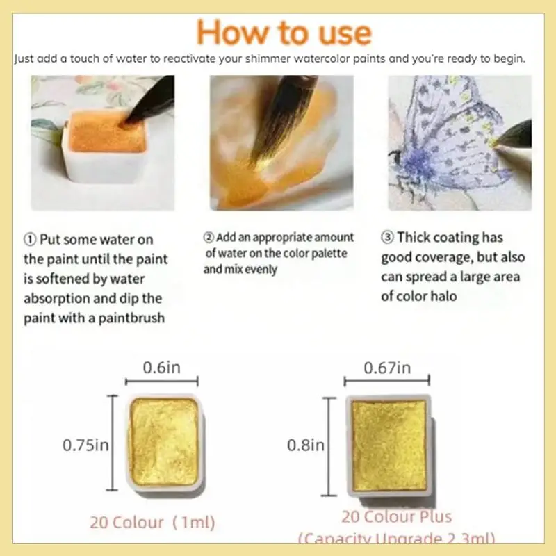 TTKK-20 цветной набор для акварельной живописи, запасные части, набор металлических акварельных красок, блестящая коробка для акварельных красок (2,3 мл-A)