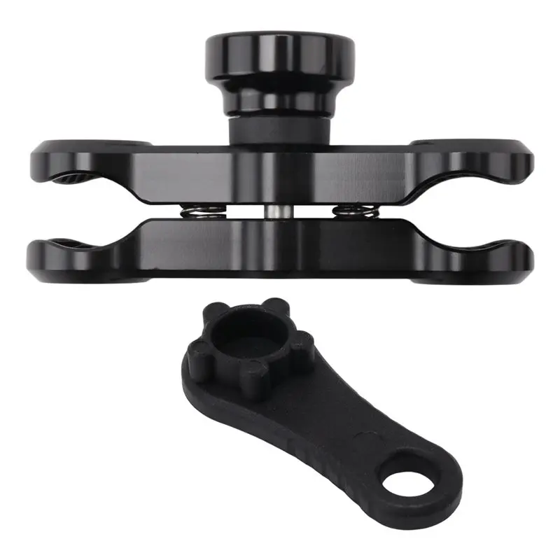 

AEE5-For 25MM Ball Head Bike Motorcycle Phone Bracket Double Socket Aluminum Alloy Holder 9CM Mount Clamp