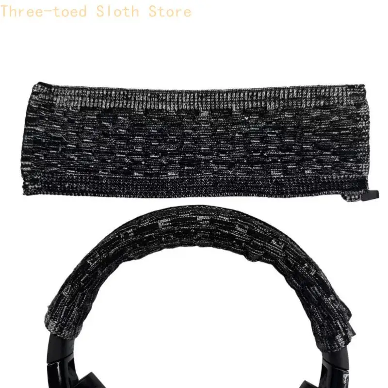 Kopfhörer-Kopfbandabdeckung für ATH MSR7 M50X, schwarze Strickhülle mit Reißverschlüssen E74A – Detail 9