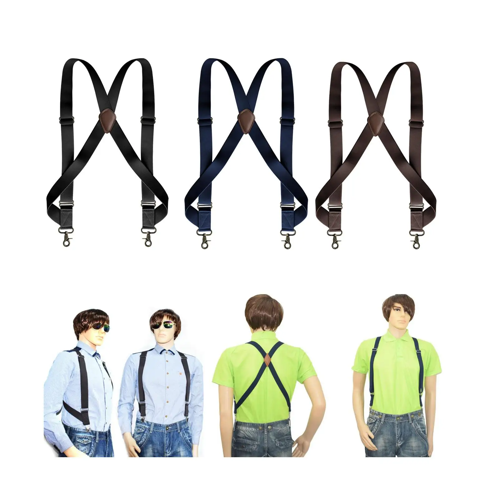 Mens Suspender with Swivel Hooks Trucker Suspenders Adjustable Elastic