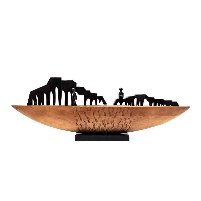 

Creative model room decorations wood carving handicrafts hotel front desk sales office entrance desktop ornaments