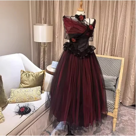 Gothic Red and Black Lolita Strapless Dress Jsk Women's Lace Mesh Birthday Party Dress Women's Sweet Cool Slim Long Dresses - AliExpress 200000345 Gothic Red and Black Lolita Strapless Dress Jsk Women's Lace Mesh Birthday Party Dress Women's Sweet Cool Slim Long Dresses - AliExpress 200000345