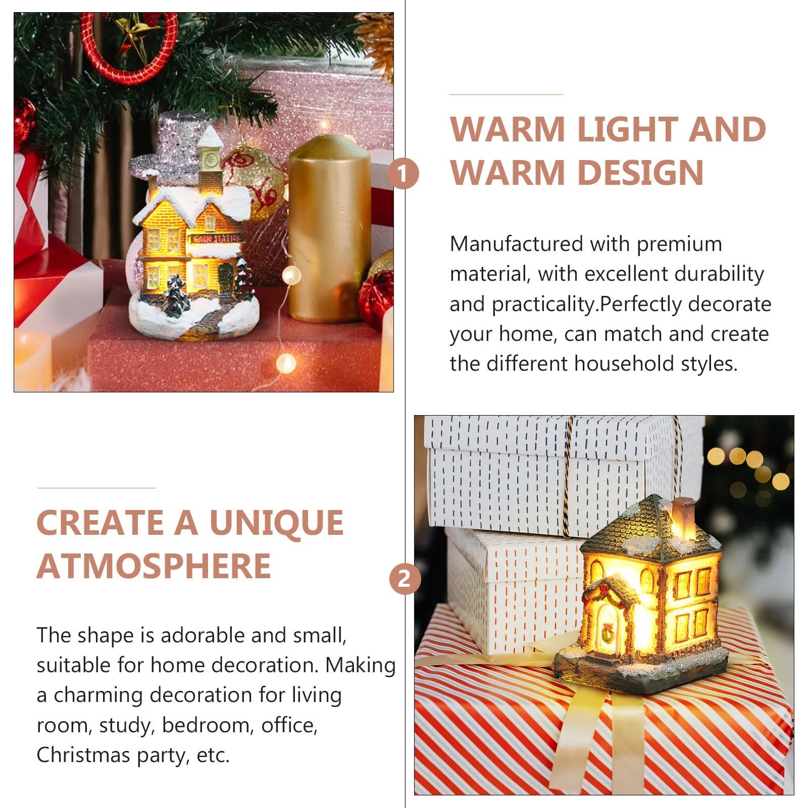 

3Pcs Xmas Resin Glowing Micro Desktop Ornament Creative Luminous Home Decor Party Decoration Luminous