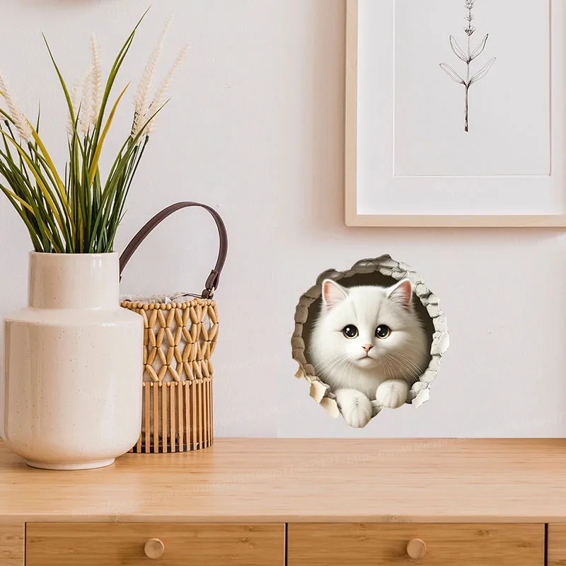 Cartoon Mouse Cat Wall Sticker Kids Room Decoration Mural Self-adhesive Bedroom Home Wallpaper Nursery Decor Decals S335