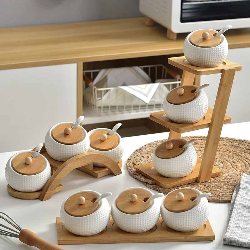 European White Porcelain Seasoning Jar with Lid Household Kitchen Pepper Utensils Bottle Grain Storage Tank Pepper Spice Box Jar