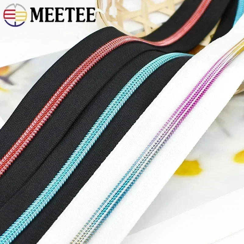 1/2/3/5/10M 5# Nylon Zippers Tapes DIY Plastic Coil Zipper By The Meter Bags Purse Decorative Zips Repair Sewing Accessories