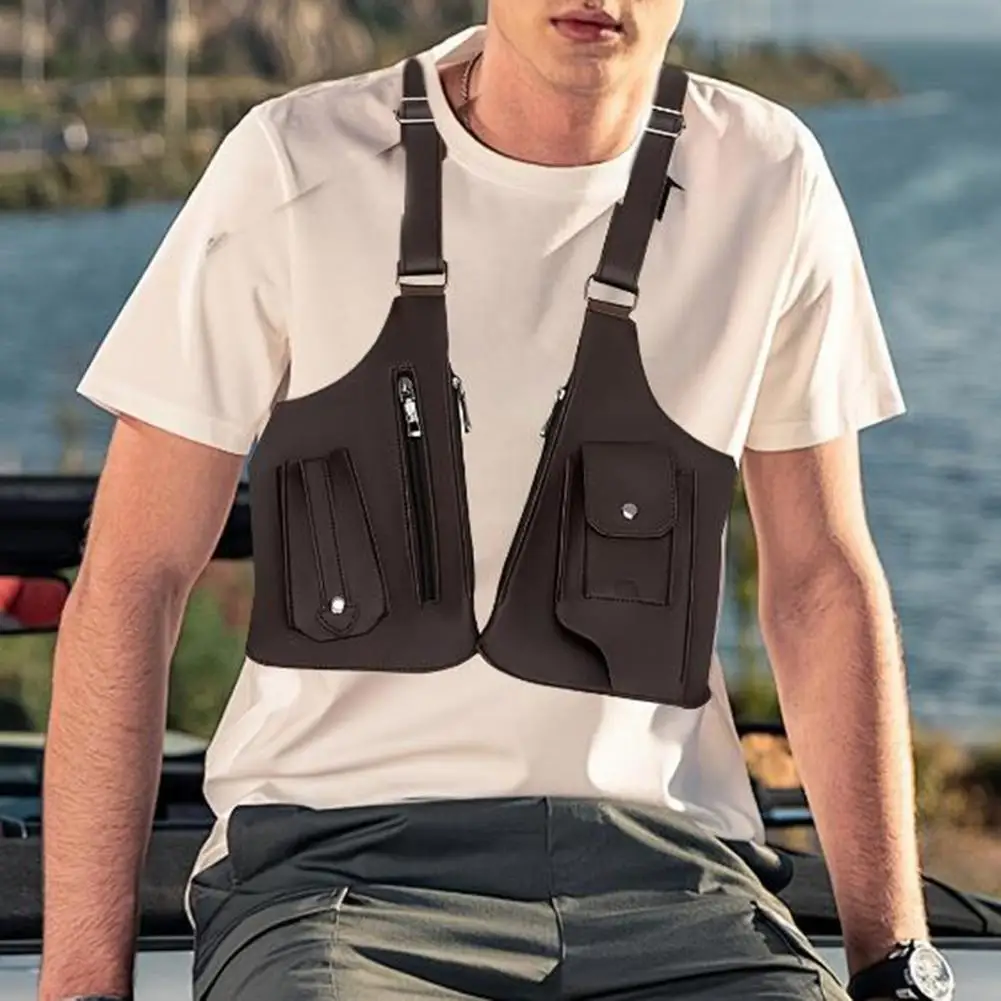 حقيبة كتف من الجلد الصناعي قابلة للتعديل تحت الإبط وحافظة كتف وحقيبة صدر مضادة للجيب وحقيبة هاتف للرجال ومحفظة درع