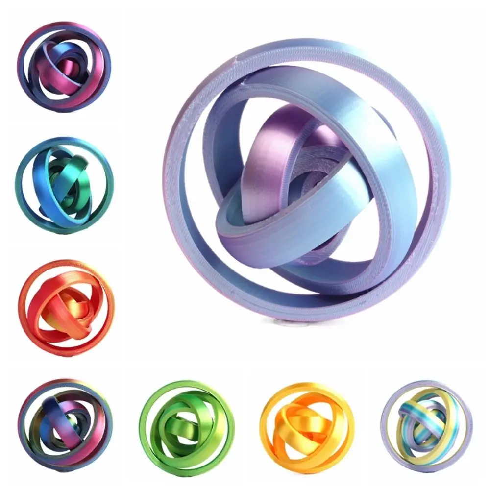 Portable O-Shaped Rotating Ball 3D Printing Anxiety Relief Fidget Decompression Plate Funny Colorful Educational Spinner
