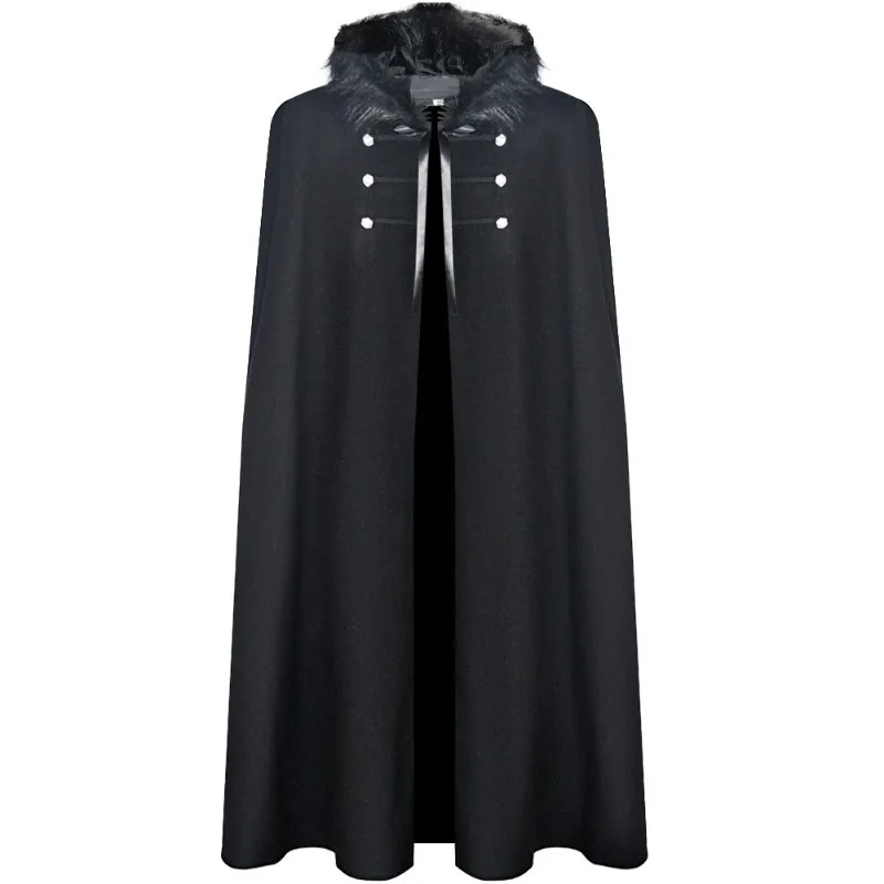 

Halloween Medieval King Knight Battle Cape Warm Woolen Cosplay Cloak for Costume Parties