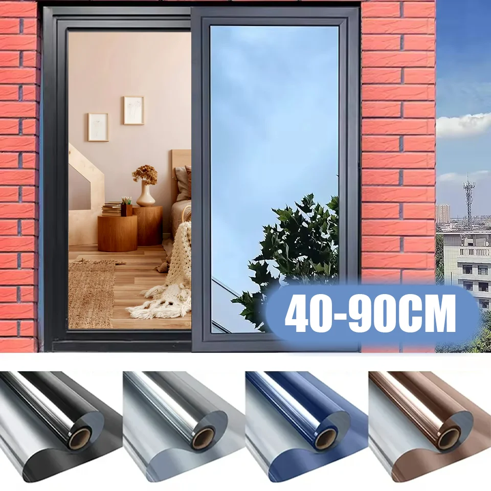 One Way Window Privacy Film Sun Blocking Vinyl Glass Sticker Anti Look Mirror Movies Foil Self Adhesive Opaque Paper Tint Film