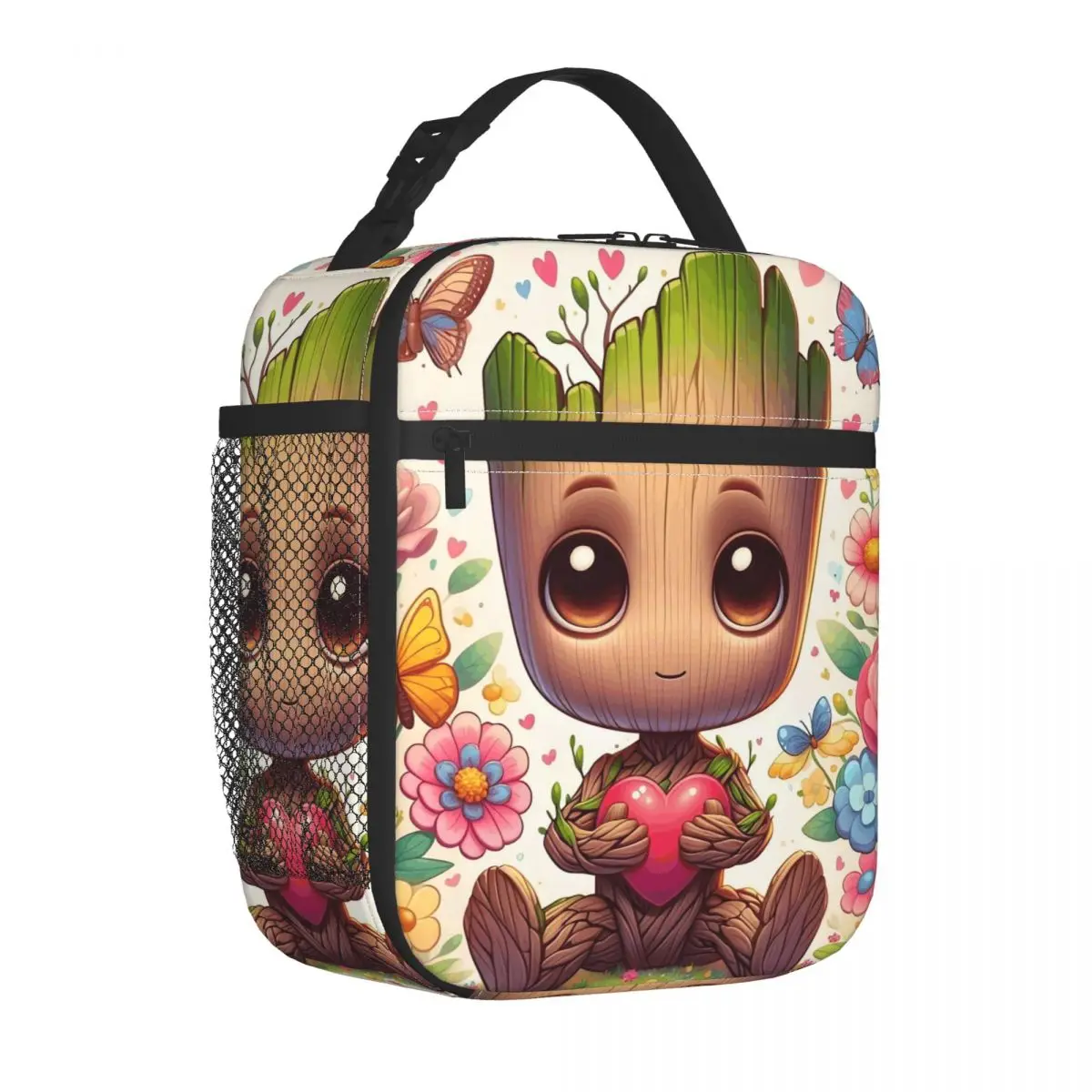 أكياس الغداء المعزولة الهزلية المخصصة من Groot للمدرسة والمكتب والطعام الرسوم المتحركة القابلة لإعادة الاستخدام صندوق الغداء الحراري المبرد للنساء والأطفال