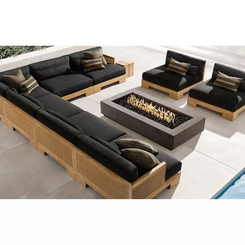 2022 New Arrival Luxury Furniture Patio Garden Sofas Garden Sets Teak Furniture Outdoor Solid Wood Outdoor Teak Sofa Sectional